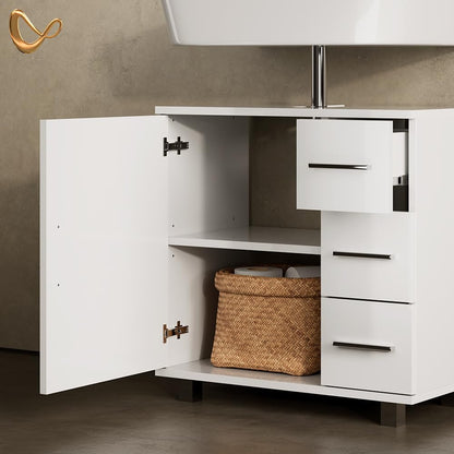 Livinity Bathroom furniture set "Eisak", White High gloss, 2 parts