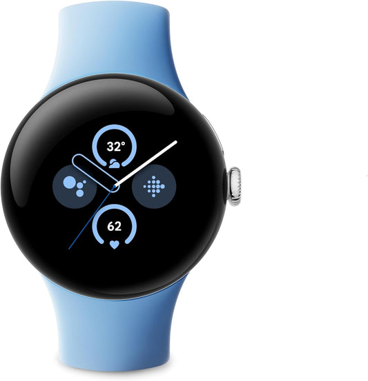 Google Pixel Watch 2 – het beste van Google en Fitbit – hartslagmeting, stressmanagement, veiligheidsfuncties – Android – aluminium behuizing in gepolijst zilver – sportarmband in Bay – WLAN