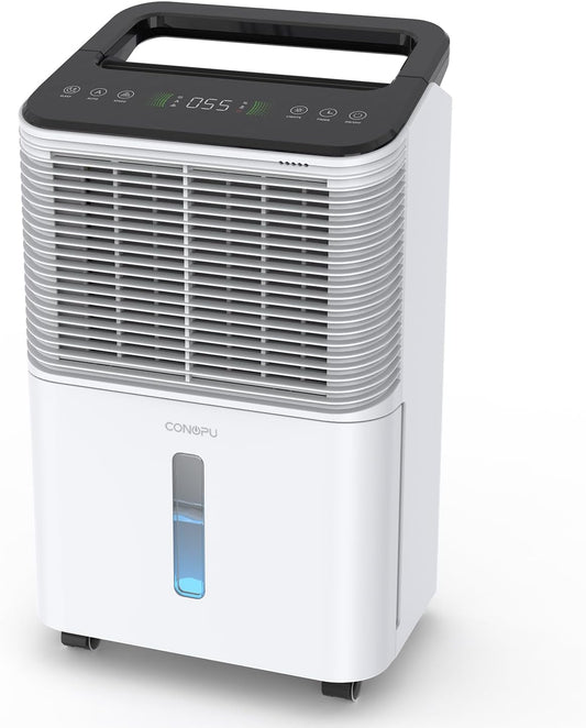 Luchtontvochtiger 16L/dag, Ultra-stille Elektrische Luchtontvochtiger, Intelligente Centrale Bediening, AUTO Modus, Vochtigheidsindicatie Lampje, 24U Timer, Kamerontvochtiger, Meer