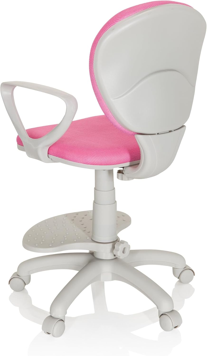 hjh OFFICE 671012 kinderdraaistoel Kid Colour G1 stof roze/grijs bureaustoel kinderen, voetsteun en zitting in hoogte verstelbaar