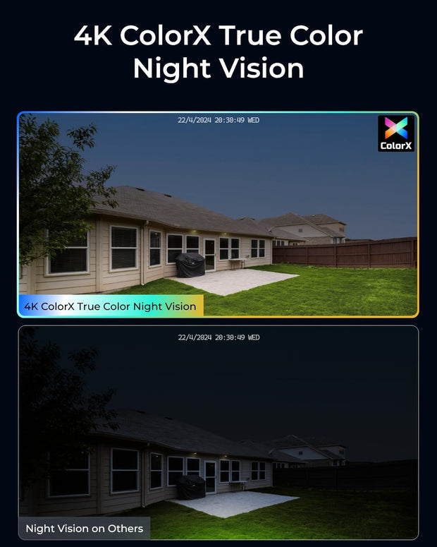 Beveiligingscamera - WiFi-beveiligingscamera - Camerabewaking - ColorX PoE Camera - 4K UHD - True Color Nachtzicht - F1.0 Super Opening - 1/1.8'' Beeldsensor - HDR Technologie - Persoon - Dier Detectie - Spotlight - Sirene Alarm - 2-weg Audio - Wit