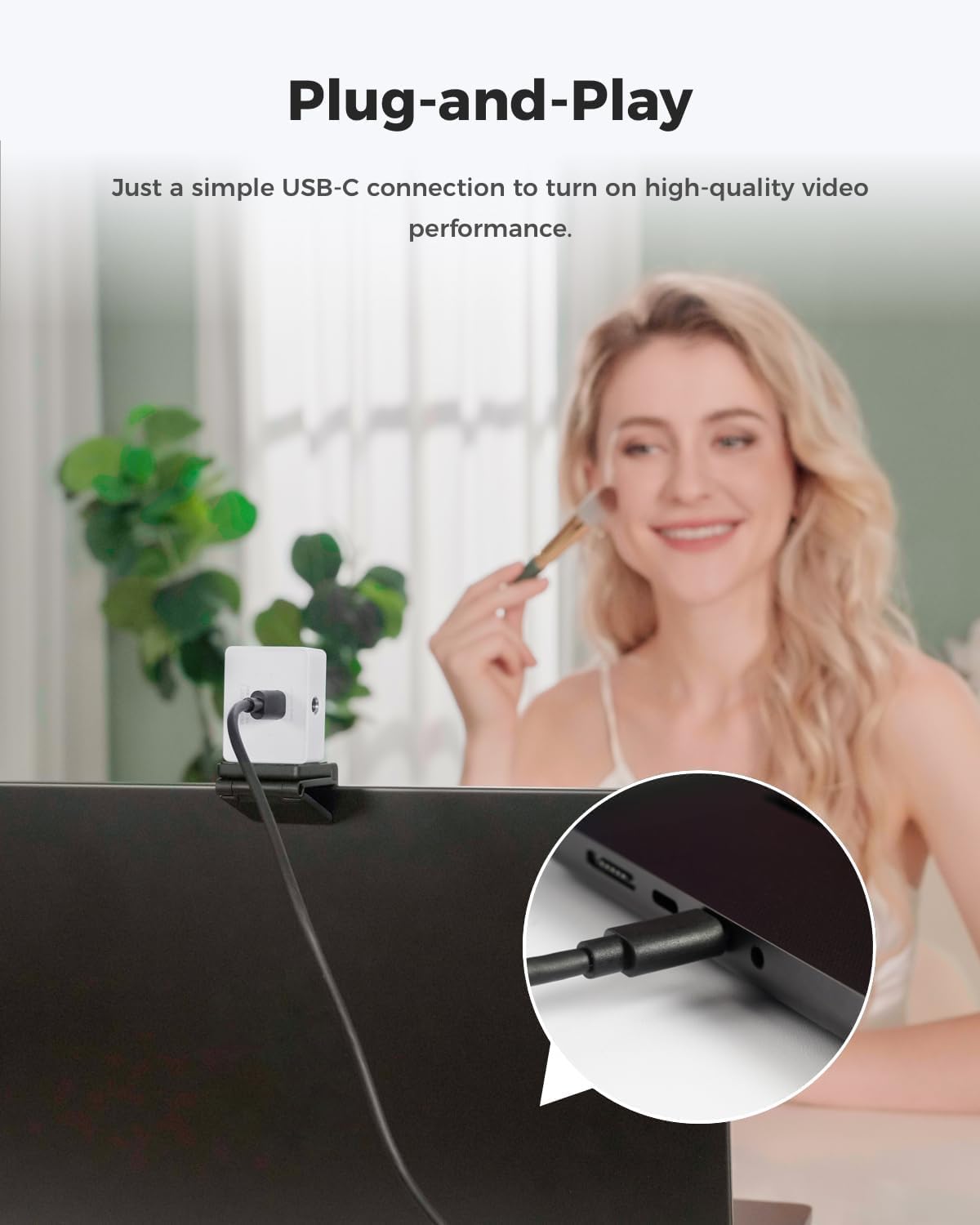 OBSBOT Maak kennis met 2 Ultra HD 4K-streamingwebcam, 1080p bij 60 FPS, videoconferentiecamera met AI automatische beelduitsparing, USB-C, dubbele ruisonderdrukkende microfoons, werkt met Microsoft
