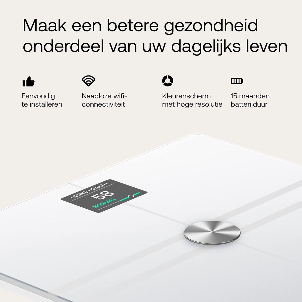 Withings Body Comp – Slimme wifi-weegschaal met functie voor complete lichaamsanalyse, wit
