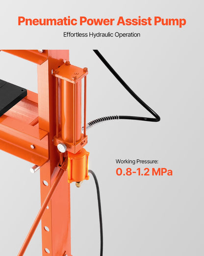 VEVOR Manual workshop press, workshop press with H-frame 20 T with pressure plate 0.8-1.2 MPa, adjustable hydraulic press for garage floors to bend