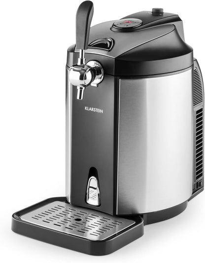 Klarstein Skal Universele biertapinstallatie, tapinstallatie met geïntegreerde bierkoeler, koeling tot 2-12 °C, 5 liter met koeling. Thermo-elektrisch koelsysteem, 38 dB, grijs zilver