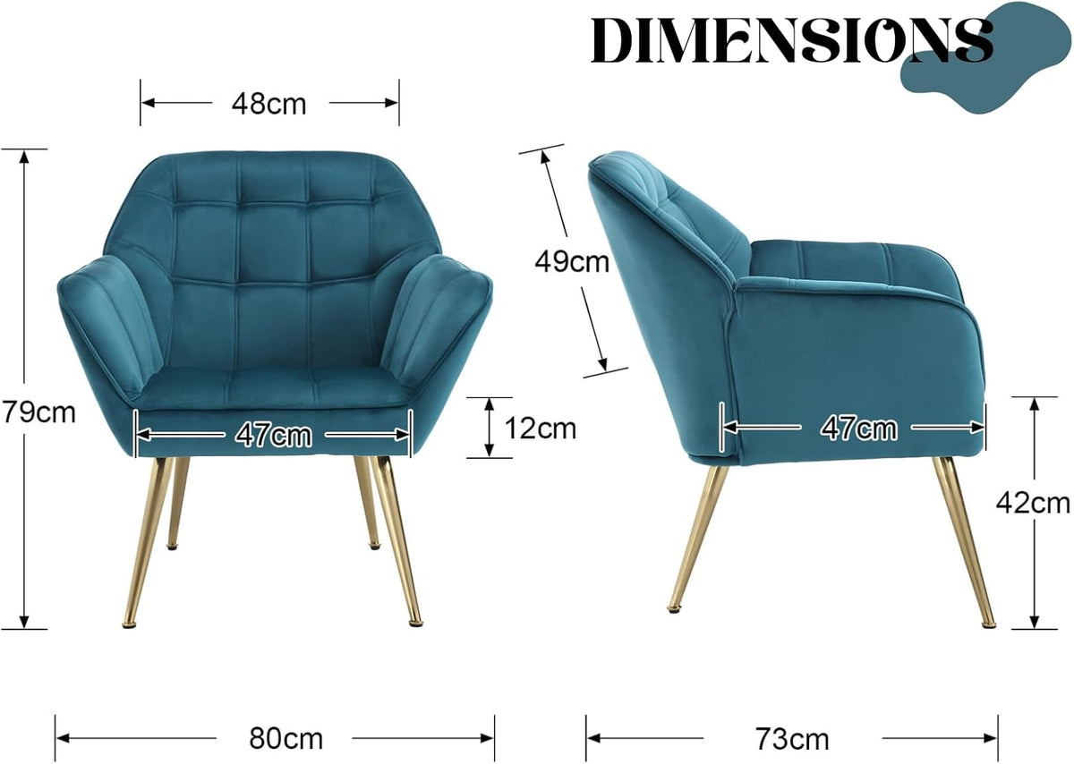 Fluwelen Kuipstoelen – Fauteuils – Sofa Stoelen – Accent Stoelen – Lounge Stoelen – Set Van 2 – Zachte Fluwelen Bekleding – Stevige Metalen Poot
