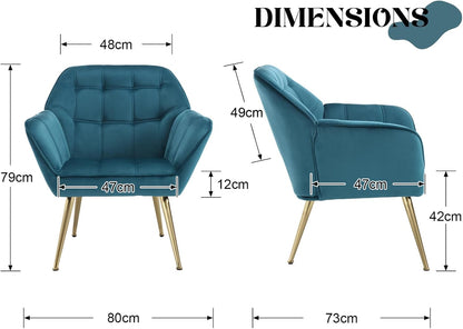 Fluwelen Kuipstoelen – Fauteuils – Sofa Stoelen – Accent Stoelen – Lounge Stoelen – Set Van 2 – Zachte Fluwelen Bekleding – Stevige Metalen Poot