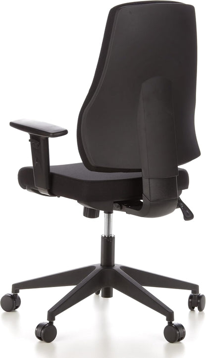 hjh OFFICE 608100 professionele bureaustoel PRO-TEC 100 zwart stof draaistoel met verstelbare rugleuning
