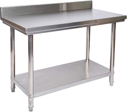 Roestvrijstalen Werktafel – RVS Werktafel – Horeca Werktafel – Keukenwerktafel – Bereidingstafel – Met Opstaande Rand – 120x60x85 Cm – 150 Kg Draagkracht