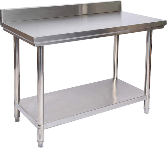 Werktafel rvs keuken werkblad roestvrijstalen tafel met achteropstand 100 x 60 x 85 cm
