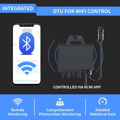RC Micro-omvormer, 800 W, CE-gecertificeerd, 26-60 V DC ingangsbereik, MPPT zonne-inverter, wifi-bewaking voor mobiele telefoons, geschikt voor balkonkrachtcentrales, IP6