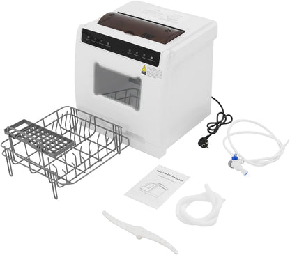 Freestanding dishwasher 1100W 52dB Table dishwasher 220V Multi-function touch screen dishwasher 360° double spray arms Freestanding table dishwasher 4-6 place settings