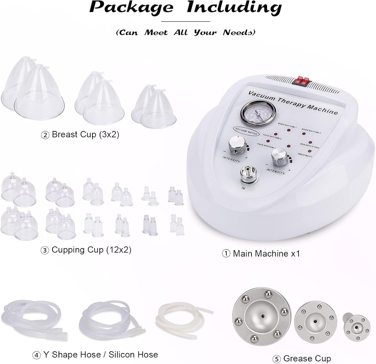 Meifuly Vacuüm cupping therapiesets met 30 kopjes en 3 pompen, verstelbare zuig- en 6 modi vacuümtherapiemachines