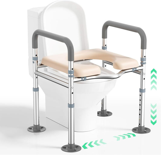 Toiletverhoger voor volwassenen, toiletverhoging voor volwassenen, voor senioren, geboorde stoel, frames en veiligheidsstangen voor ouderen en gehandicapten