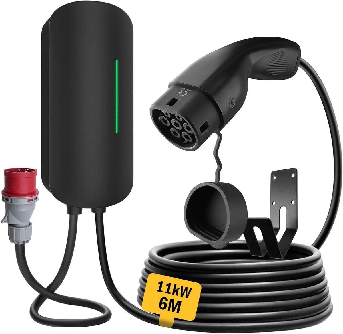 Morec EV laadstation ev oplader 7 kW / 11 kW / 22 KW type 2 EU standaard IEC 62196-2 stekker met stroomkabel voor verdeelkast draagbare snelle wandbox 6,1 m (YM30C-11KW-T2-CEE)