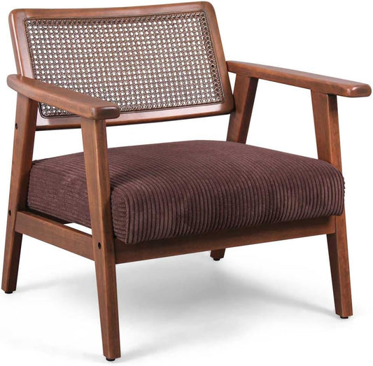 FRANKYSTAR Boca chair made of parawood solid wood with polyrattan cushions and corduroy seat