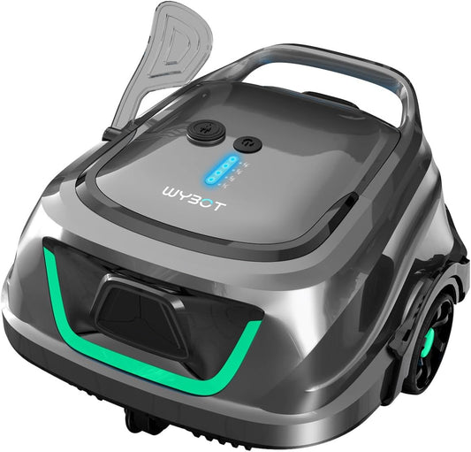 WYBOT (2025 Upgrade) A1 Zwembadrobot, Looptijd tot 120 minuten, Kabelloze zwembadrobot met dubbele filter en zwembadrobot accu, Zwembadrobot voor opzetzwembad tot 100㎡ (Lichtgrijs Groen)