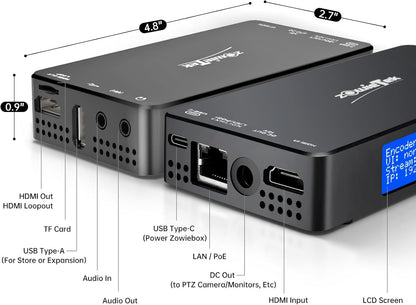 Zowietek 4K HDMI-video-encoder/decoder, ZowieBox, NDI | HX3-converter/speler, UVC naar HDMI, pass-through video-opname en -recorder, SRT/RTMP(S)/RTSP, livestreaming