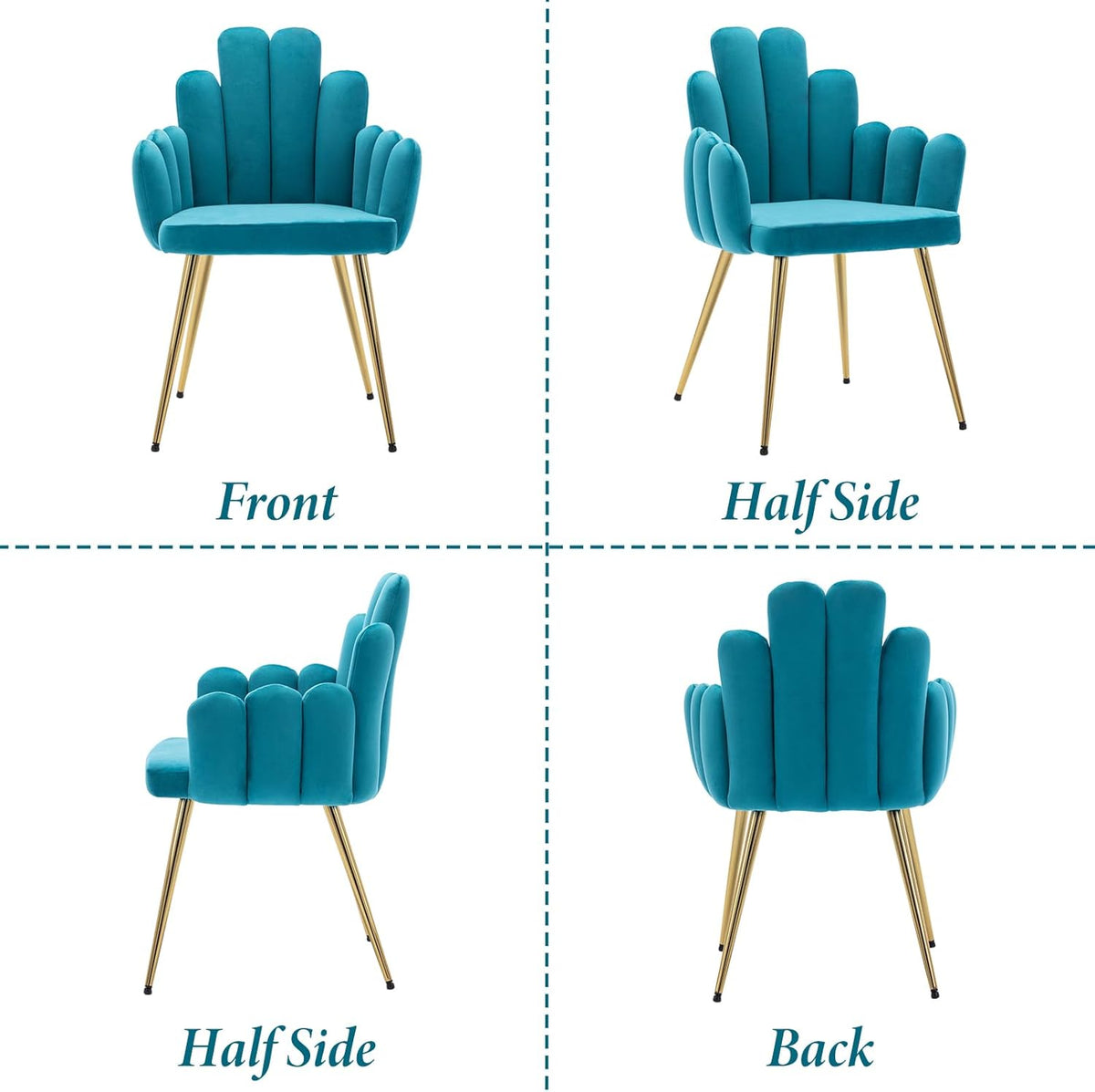 Velours Eetkamerstoel – Fluwelen Stoel – Accentstoel – Keukenstoel – Fauteuil – Set Van 2 – Zachte Blauwe Bekleding – Gouden Metalen Poten - QUORE