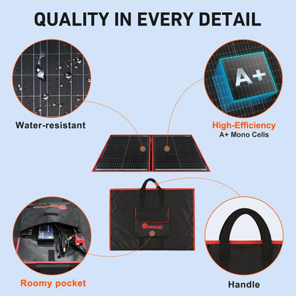 DOKIO Opvouwbaar Zonnepaneel 100w 12v Monokristallijne zonnelader met 10A-controller voor caravan camper camping Auto Boot Batterij opladen