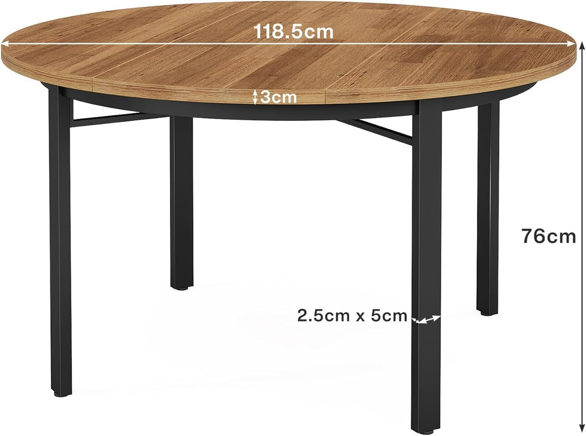 Lailang 119cm Eettafel, Eetkamertafel Ovaal, Kitchen Dining Table, Houten Eettafel, Dining Table For 6 People, 119 x 119 x 76 cm, Bruin