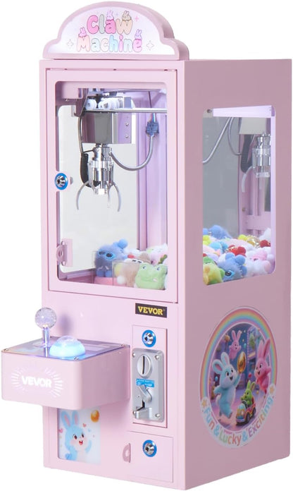 VEVOR Klauwmachine voor meetspellen, 30 W, met licht- en geluidseffecten, stalen klauwmodus, compatibel met pluche dieren van 40 tot 80 mm, ideaal voor thuisbioscopen en games, roze