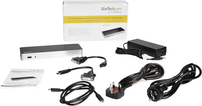 StarTech.com Dual-Monitor USB-C docking station, 60W Power Delivery voor Windows Laptops, USB Type-C naar HDMI/DVI Dock, USB 3.1 Gen 1 Type C Dock met Lader, 5x USB, Thunderbolt 3 Compatibel
