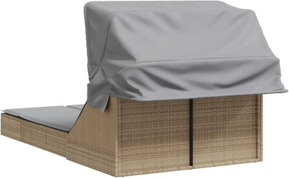 Gecheer Double Sun Lounger with Canopy and Poly Rattan Cushion Professional Sun Lounger Outdoor Garden Lounger Sun Lounger Sun Lounger Sun Lounger P368640 - QUORE