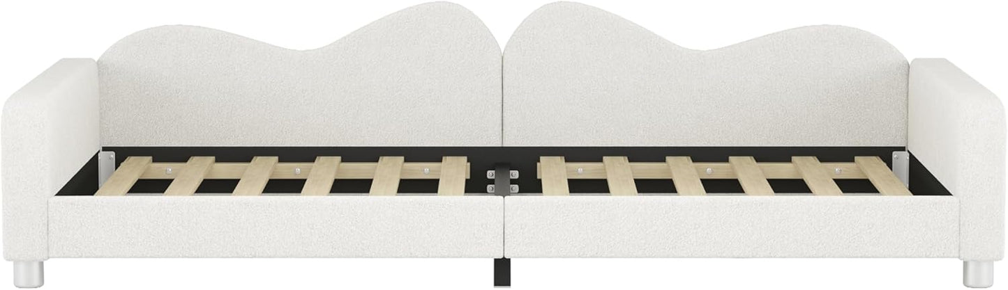 Kinderbedkussen Bed - Slaapbank Frame - Teddy Doek Multifunctionele - Rugleuning Armleuning Zacht Bed - Eugdbed Gastenbed - 90*200 cm - 02 Wit
