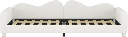 Kinderbedkussen Bed - Slaapbank Frame - Teddy Doek Multifunctionele - Rugleuning Armleuning Zacht Bed - Eugdbed Gastenbed - 90*200 cm - 02 Wit