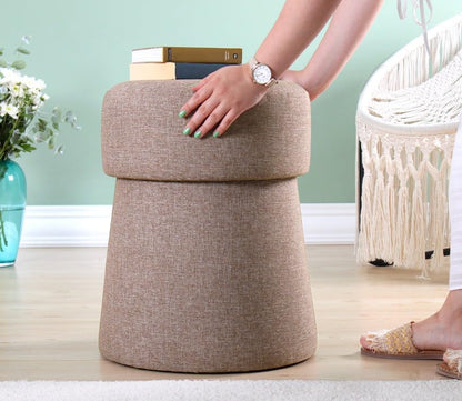 Stijlvolle poef, koffiekleur, 50 x 40 cm, 50% katoen en 50% linnen, 6 cm orthopedische spons, pvc-gecoate verborgen legs, perfect voor Boheemse en Scandinavische decoratie