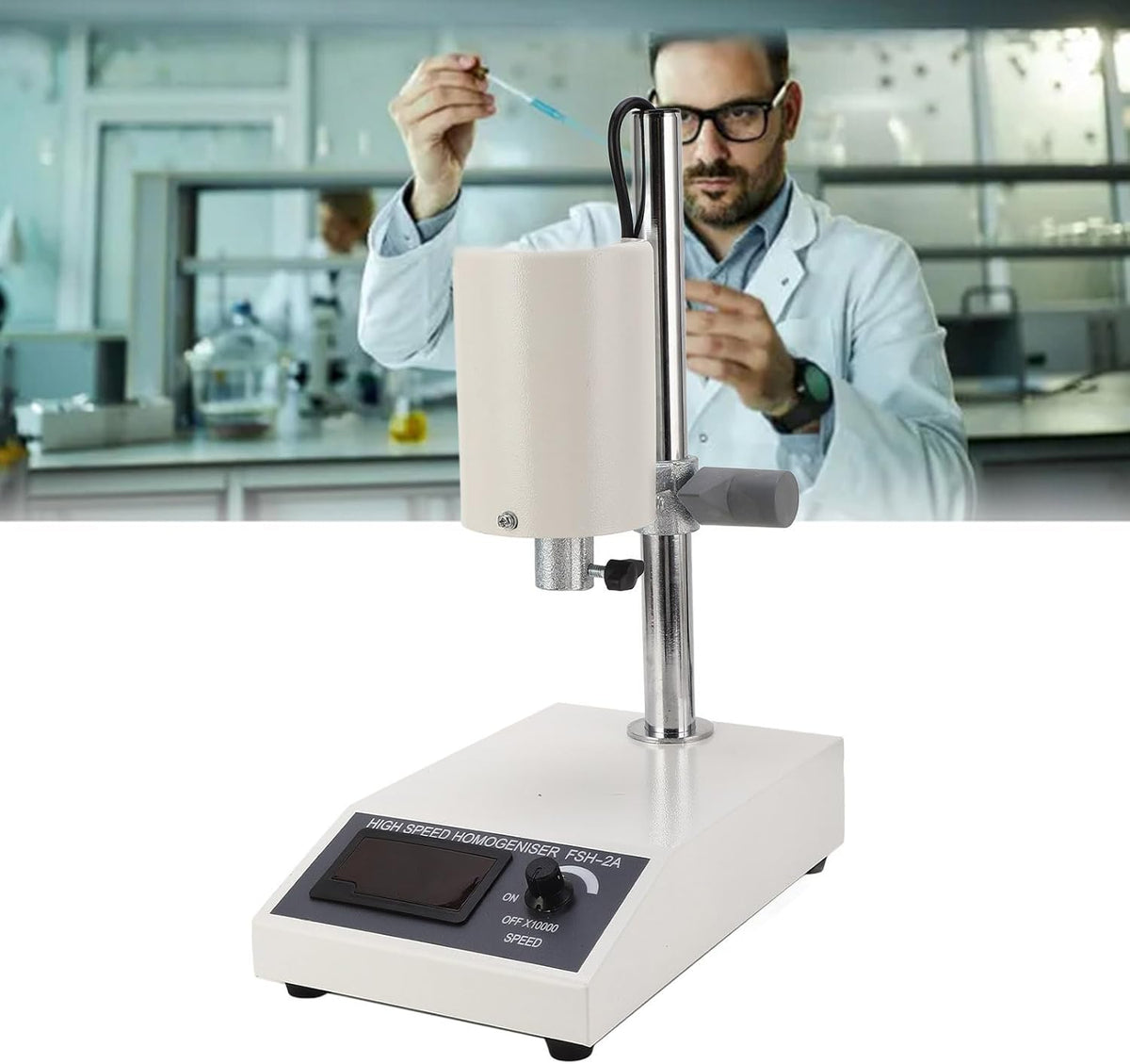 Hogesnelheidshomogenisator Verstelbaar 8000-22000 Tpm FSH-2A Werkkoppen voor Blender 5-1000 Ml met Accessoires Roerstaven EU-stekker 220V