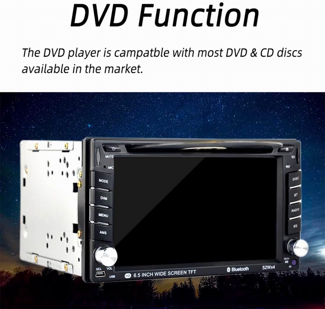 2 Din Autoradio Bluetooth 6.5 inch Touchscreen Afstandsbediening Stereo DVD/CD Speler radio cassettespeler met Mirror Link, FM/SD/USB/AUX