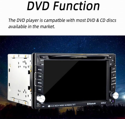 2 Din Autoradio Bluetooth 6.5 inch Touchscreen Afstandsbediening Stereo DVD/CD Speler radio cassettespeler met Mirror Link, FM/SD/USB/AUX