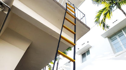 ISOP Brandreddingsladder 4 m met Bevestigingsmateriaal | Intrekbare ladders voor huizen met 2 verdiepingen | Compact en draagbaar | Touwladder geschikt voor balkon- en raamontsnapping