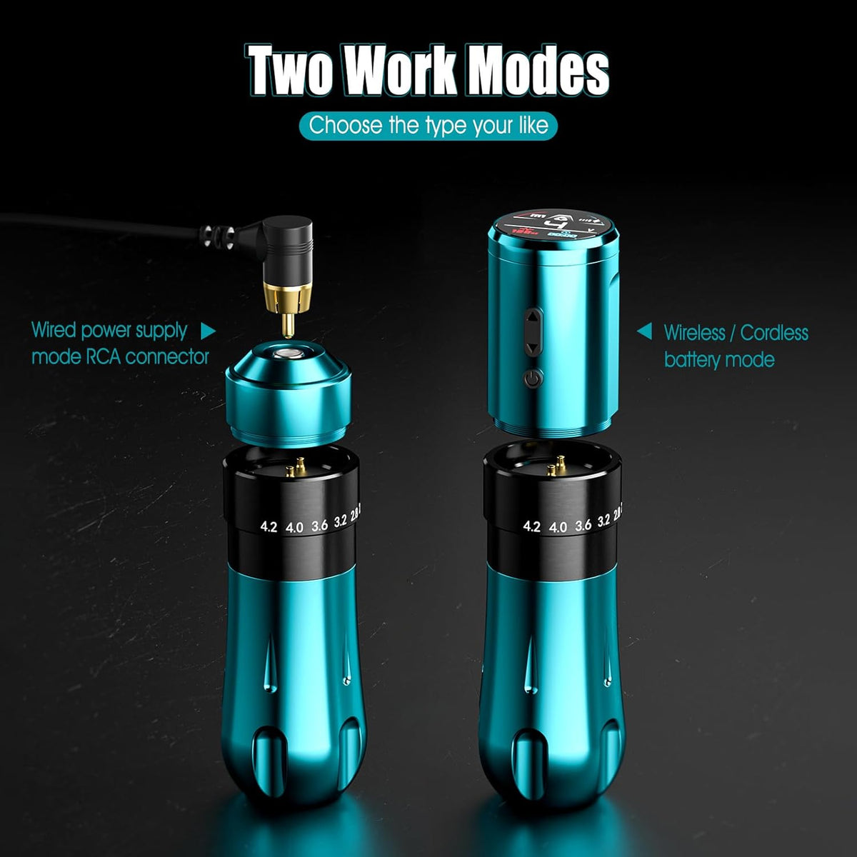 Biomaser U7 Draadloze machine, 2 stuks, 2000 mAh accu, HD-kleurenscherm, bulshless motor, 6 slagen, instelbare motor, draadloos of bekabeld, voor professionele onderzoekers
