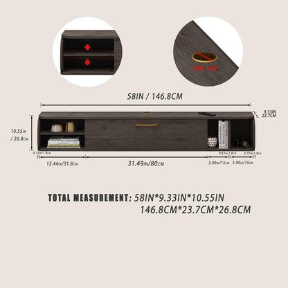 Pmnianhua Tv-kast, hangkast, zwevend tv-rek, wandgemonteerde zwevende tv-houder, consolecentrum, multimedia, entertainment, grote opbergkast voor thuiskantoor (147 cm)