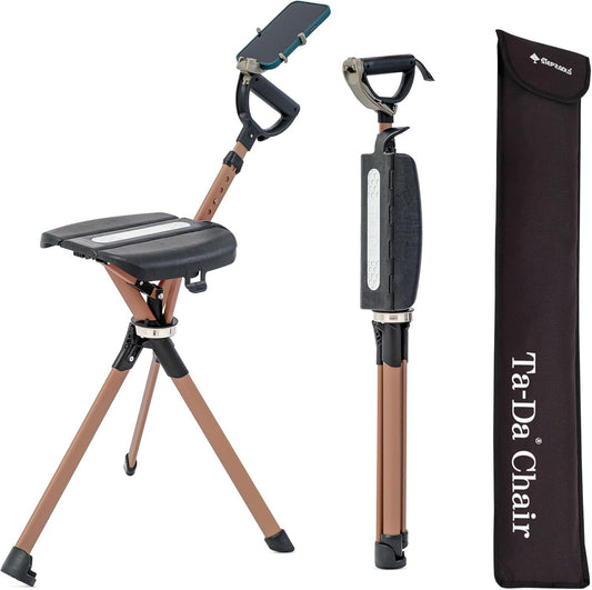 Ta-Da Chair Serie 2 PRO MAX – wandelstok met zitje, licht aluminium frame & stevige klapkruk (tot 182 kg), opvouwbaar ontwerp, ideaal voor wandelen en outdooractiviteiten in hoogte verstelbaar