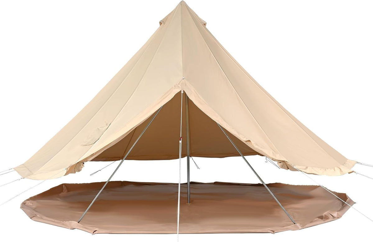 VEVOR Canvas Bell Tent 3-7 m Yurt Tent 4 Seizoenen Familie Camping Tent met Houtkachelgat, Opbergzakken voor Glamping tot 4-12 Personen