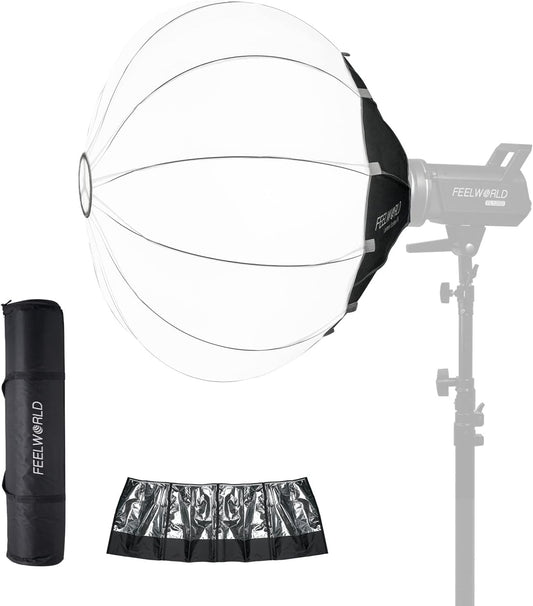 FEELWORLD FSL65 65cm lantaarn Softbox, LED Studio Licht Softbox, Foto Set Accessoires, Bowens Mount, met Stoffen Schuurdeuren Draagtas, voor Fotografie Selfie Live Streaming Interview Verlichting