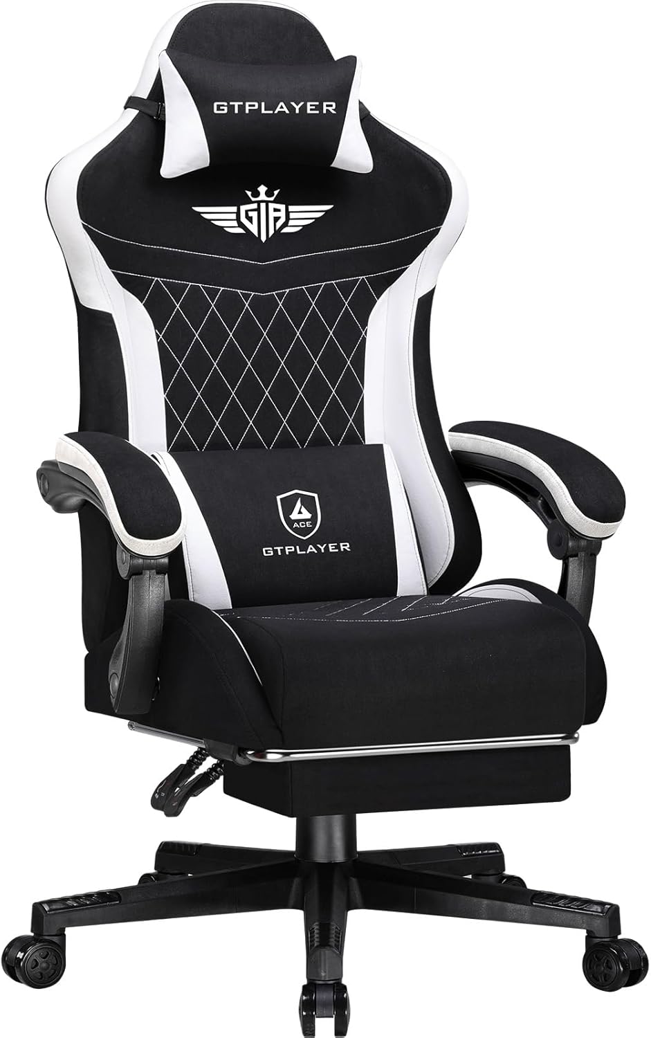 Gamingstoel – Gamestoel – Bureaustoel – PC Stoel – Ergonomische Stoel – Ademend Textiel – Verstelbare Rugleuning Tot 150° – Zwarte Stoffering