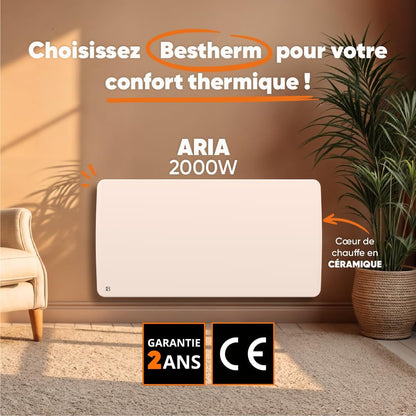 BESTHERM - Bestherm ARIA 2000W keramische droge inertie vaste elektrische radiator wit