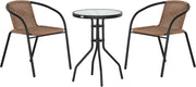 Tuinstoelen - Tuinmeubelenset - Tuin Eettafelstoelen - Rotan Bistroset - Moderne Stijl - Stapelbaar - Weerbestendig - Stabiel - Onderhoudsvriendelijk - 50 x 72 cm Tafel - 56 x 58 x 72.5 cm Stoel - Bruin