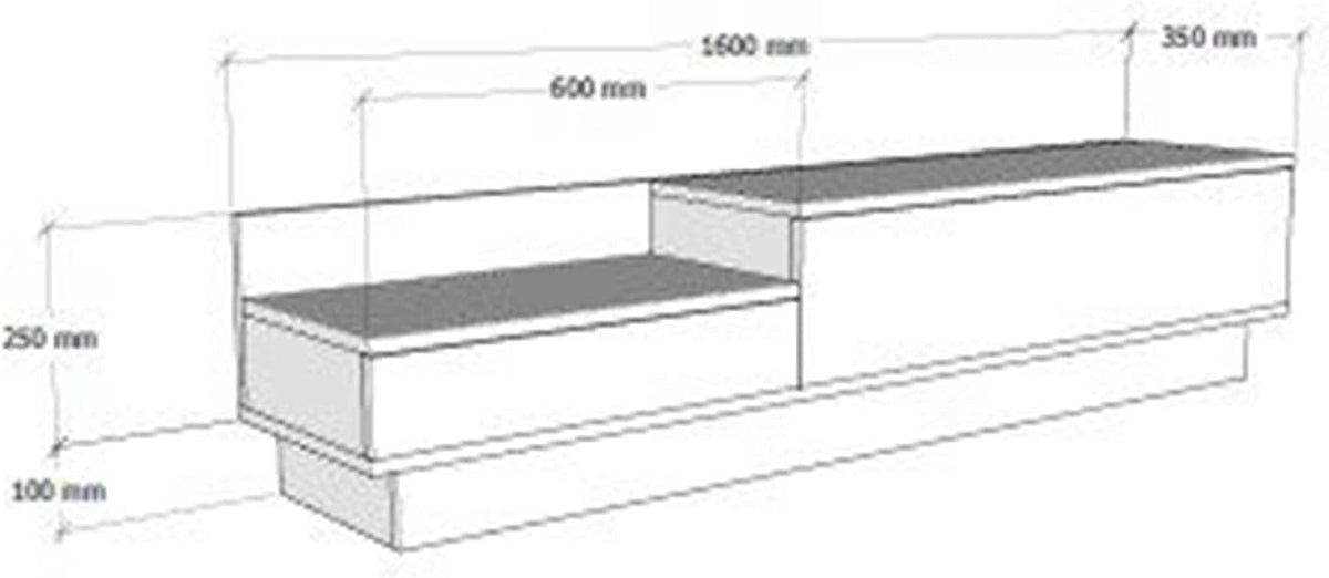 Hanah Home Scandinavian TV standaard, Atlantic Pine & White, 160 x 35 x 35 cm | 100% Melamine Coated Particle Board, 18 mm dik | Stijlvol Design met extra opslag