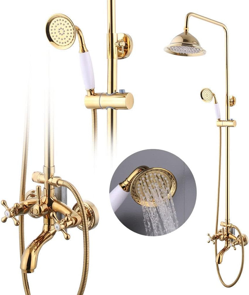 Douch Antique Rainfall Shower System Fixture Hand Shower Retro Nostalgia Faucet Mixer With Shower Head - QUORE