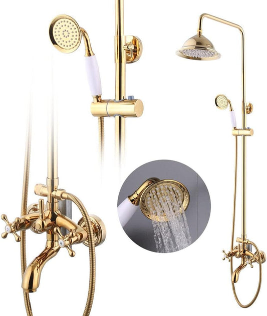 Douch Antique Rainfall Shower System Fixture Hand Shower Retro Nostalgia Faucet Mixer With Shower Head - QUORE