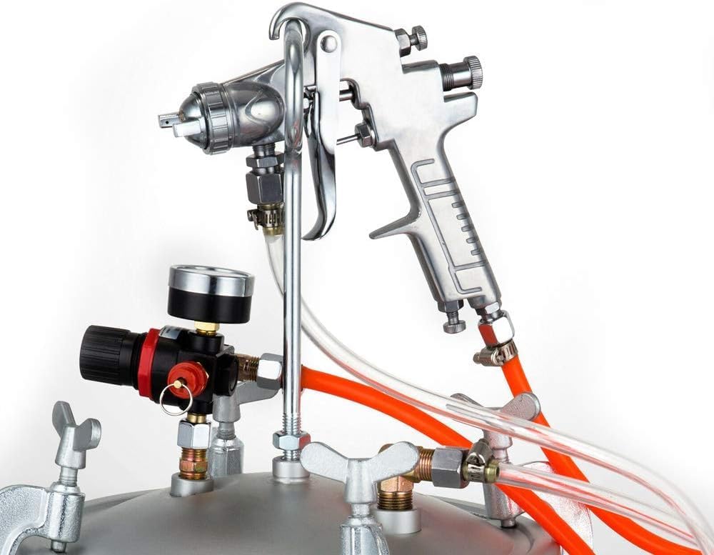 Drukverfpers – Verfspuit – Verfspuiter – Verfvernevelaar – Spuitpistool – 10 Liter Capaciteit – Instelbare Drukregelaar en Roestvrij Metaal