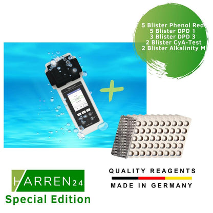 Poollab 2.0 Special Edition Elektronische zwembadtester (fotometer) | zwembadwatertester | 170 testtabletten voor chloor | pH-waarde | fenolrood | accessoires voor