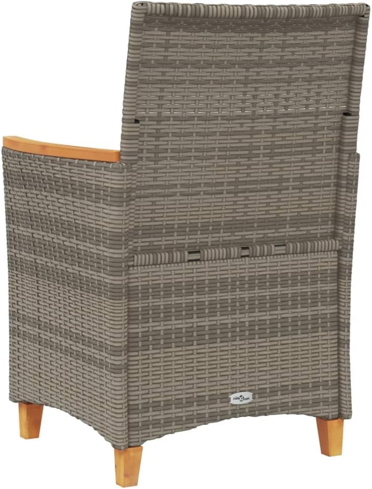 LAPOOH Garden Chairs with Cushions 2 Pieces Grey Poly Rattan and Solid Wood, Garden Chair, Patio Chair, Garden Dining Chair-368721 - QUORE