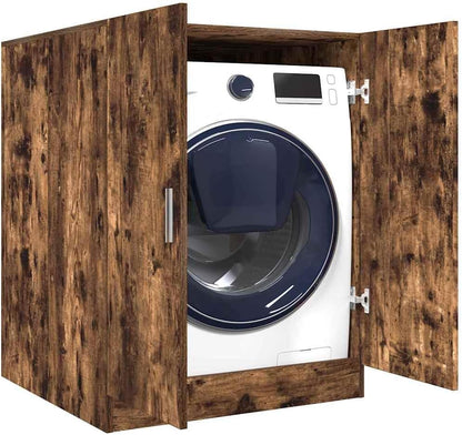 Wasmachinekast – Badkamerkast – Opbergkast – Kast – Waskast – Gerookt Eiken – Stevig Bemaakt Hout – Compact 71x71,5x91,5 cm